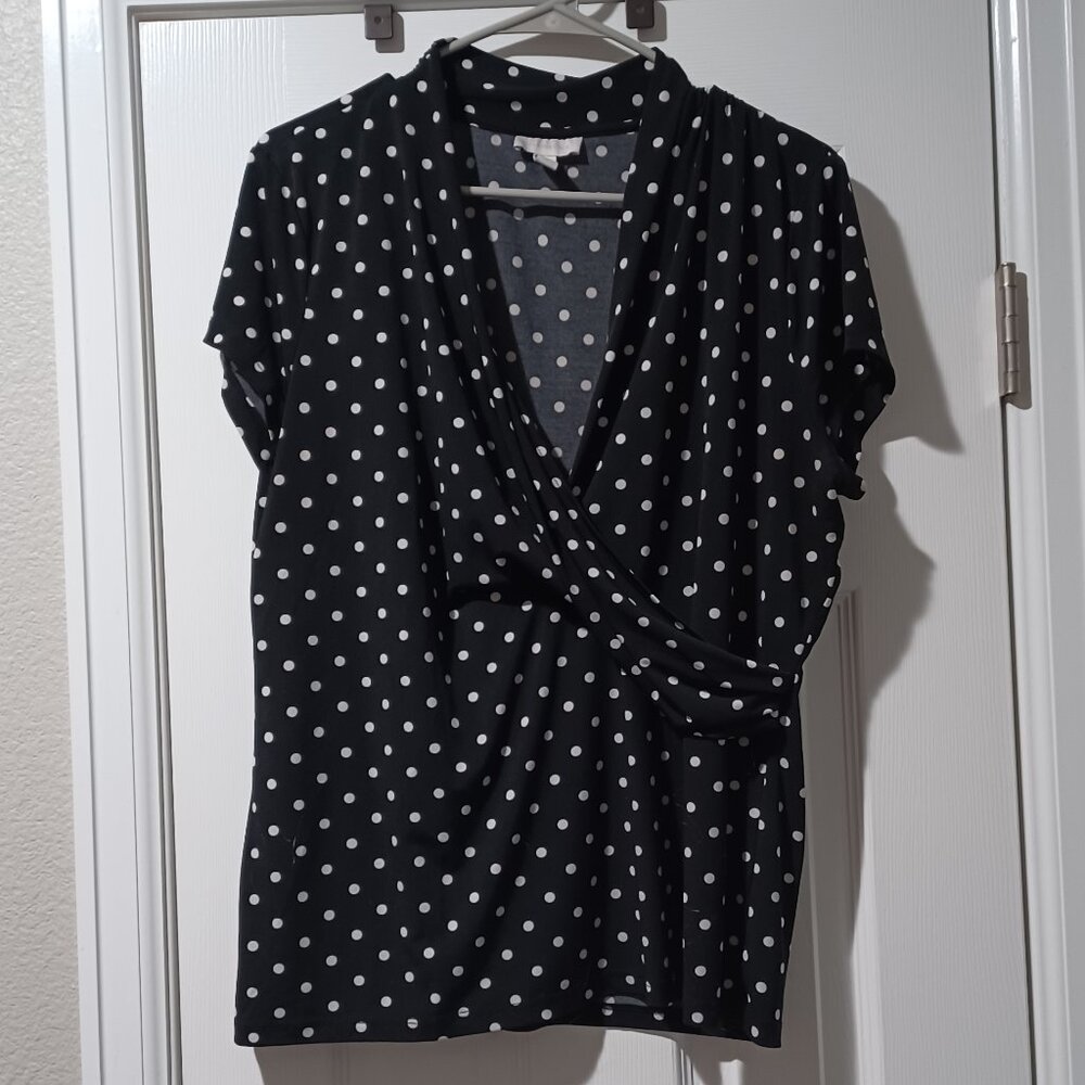 Black blouse with white dots